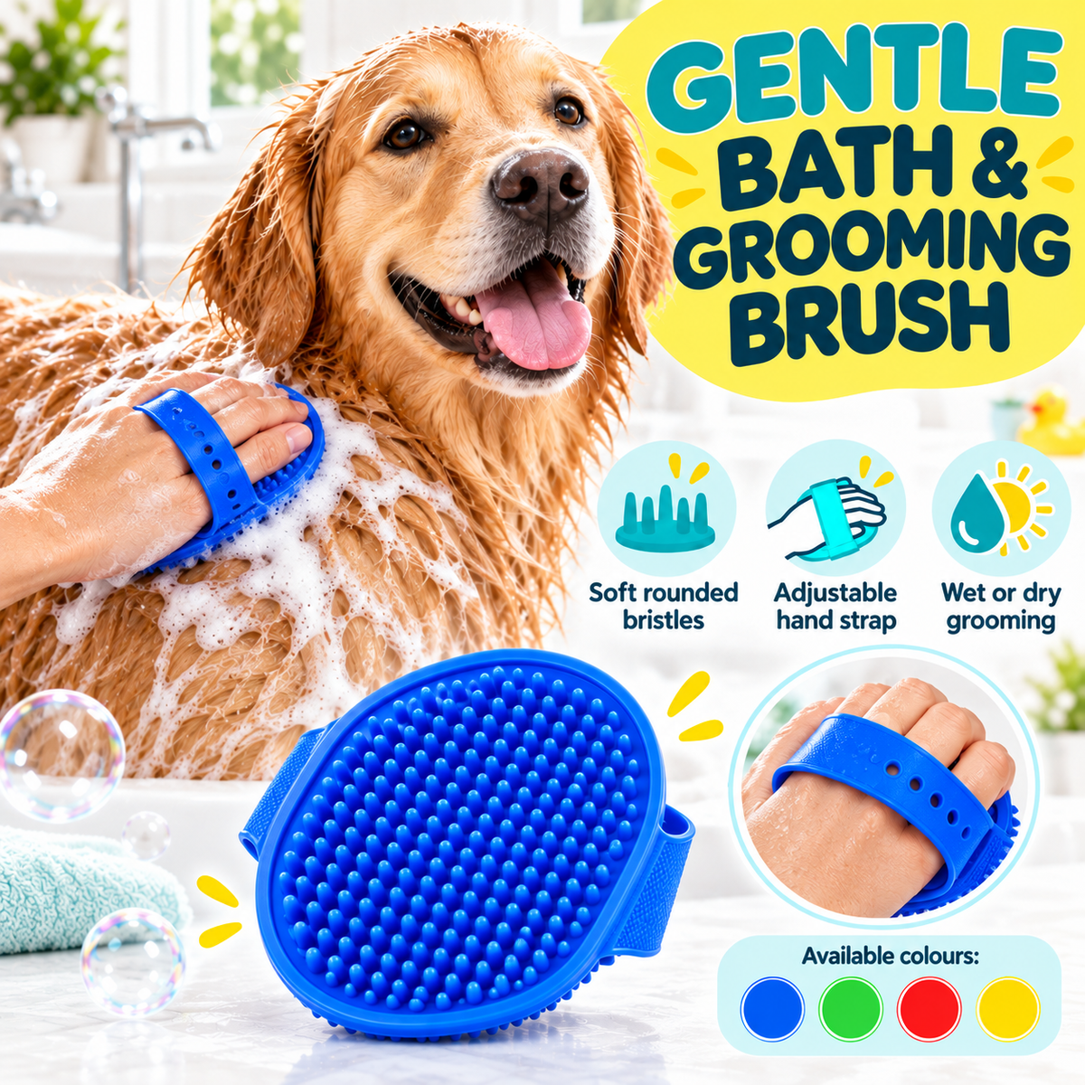 Soft Touch Silicone Bath & Grooming Brush