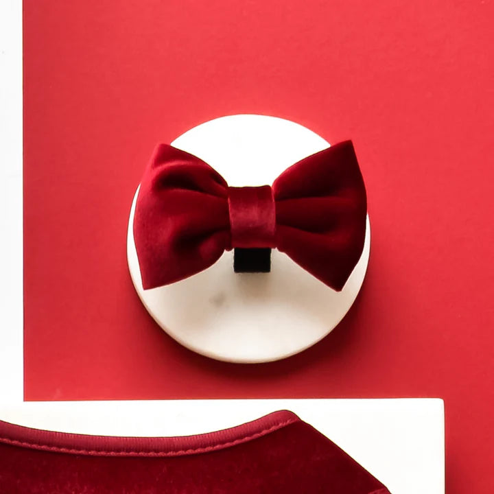 Luxe Red Velvet Bow Tie