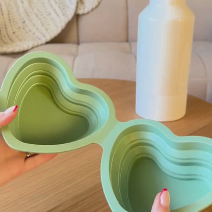 Heart Dog Bowl - Portable & Collapsible (Green)