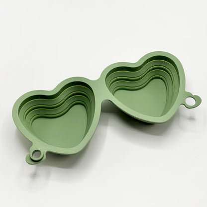 Heart Dog Bowl - Portable & Collapsible (Green)